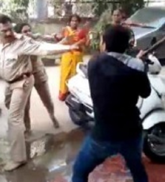 head constable son beating women