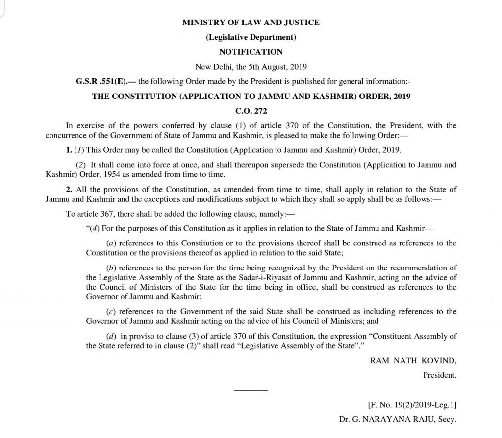 president order on j&k