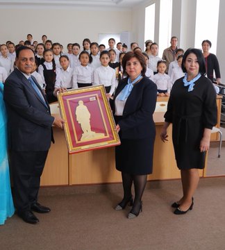 rupani visit school in uzbekistan
