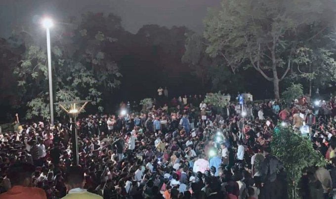 students protest whole night