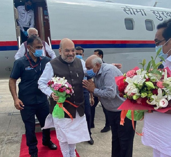amit shah in ahmedabad for new cm oath