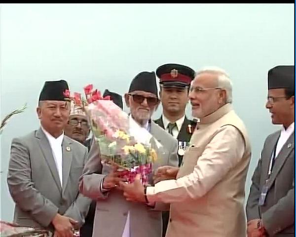 Nepal Prime Minister Narendra Modi welcomed at Kathmandu