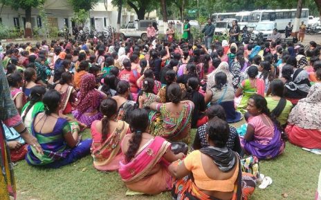 asha workers protest gandhinagar