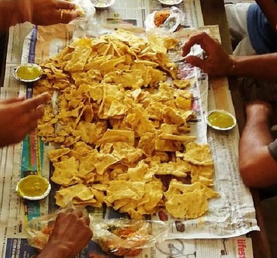 eating fafda jalebi in Ahmedabad