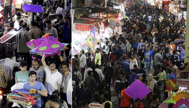 people purchase kites on previous night of uttarayan