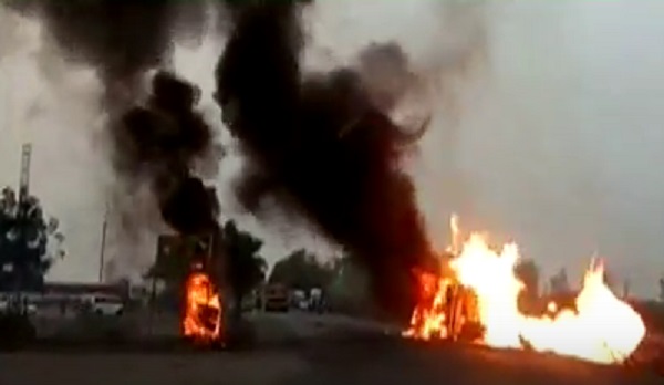 tanker catch fire in bharuch