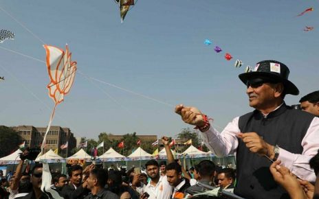 vijay rupani flies kite in ahmedabad