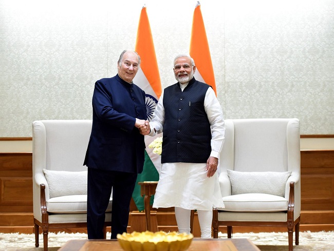 HIS HIGHNESS PRINCE KARIM AGA KHAN AND NARENDRA MODI