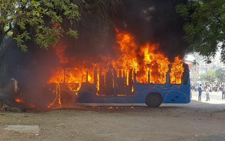 brts bus catch fire in ahmedabad at karnavati club