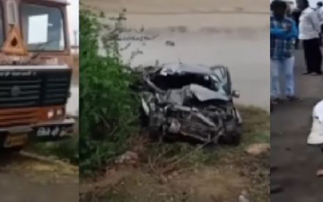 bhavnagar accident of car and tanker