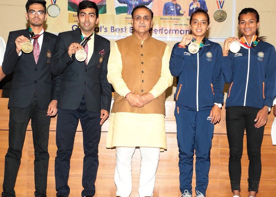 asian medalists with gujarat cm
