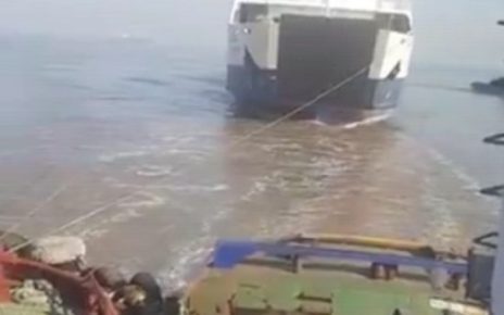 roro ferry vehicle pulled