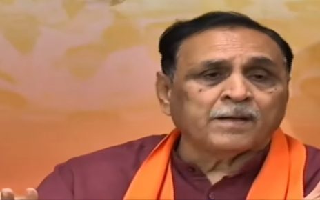 rupani blames of hurdles by congress on narmada water