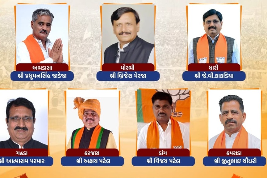 BJP nominate 7 candidates on ByElections in Gujarat