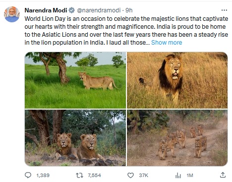 PM Modi lauds those working towards protecting lion habitats